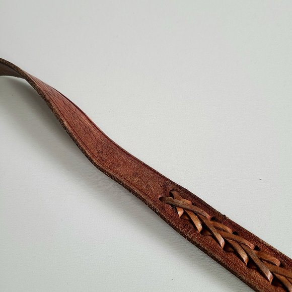 Hand made leather belt with braded details. - Picture 4 of 8